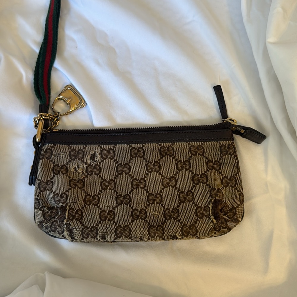 Gucci Brown  Clutch with Monogram and Leather #152507 - Picture 5 of 10